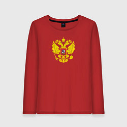 Лонгслив хлопковый женский Герб россии, цвет: красный
