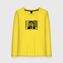 Лонгслив хлопковый женский Покупатель за штрих-кодом в клетке, цвет: желтый