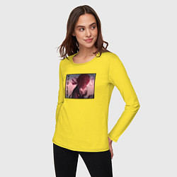 Лонгслив хлопковый женский Вайолет Эвергарден арт, цвет: желтый — фото 2