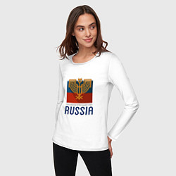 Лонгслив хлопковый женский Russia - Союз, цвет: белый — фото 2