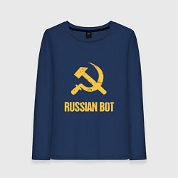 Лонгслив хлопковый женский Atomic Heart: Russian Bot, цвет: тёмно-синий