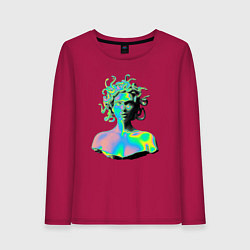 Лонгслив хлопковый женский Gorgon Medusa Vaporwave Neon, цвет: маджента
