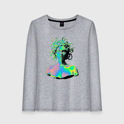 Лонгслив хлопковый женский Gorgon Medusa Vaporwave Neon, цвет: меланж