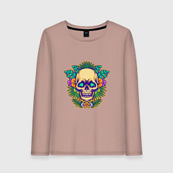 Лонгслив хлопковый женский Summer - Skull, цвет: пыльно-розовый