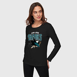 Лонгслив хлопковый женский SAN JOSE SHARKS NHL, цвет: черный — фото 2