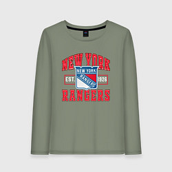 Лонгслив хлопковый женский NY RANGERS NHL НЬЮ-ЙОРК РЕЙНДЖЕРС, цвет: авокадо