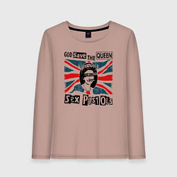 Лонгслив хлопковый женский Sex Pistols - God Save The Queen, цвет: пыльно-розовый