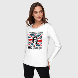 Лонгслив хлопковый женский Sex Pistols - God Save The Queen, цвет: белый — фото 2