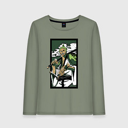 Лонгслив хлопковый женский ЗОРО САМУРАЙ ИЗ ВАН ПИСА, цвет: авокадо