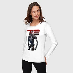 Лонгслив хлопковый женский Terminator 2 - T800, цвет: белый — фото 2