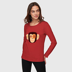 Лонгслив хлопковый женский Злая кибер обезьяна, цвет: красный — фото 2