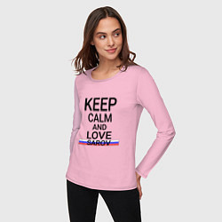 Лонгслив хлопковый женский Keep calm Sarov Саров, цвет: светло-розовый — фото 2