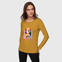 Лонгслив хлопковый женский Anthony Kiedis, цвет: горчичный — фото 2