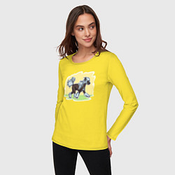 Лонгслив хлопковый женский Китайская Хохлатая Собаки, цвет: желтый — фото 2