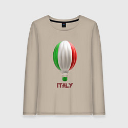 Лонгслив хлопковый женский 3d aerostat Italy flag, цвет: миндальный