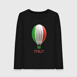 Лонгслив хлопковый женский 3d aerostat Italy flag, цвет: черный