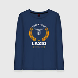 Лонгслив хлопковый женский Лого Lazio и надпись Legendary Football Club, цвет: тёмно-синий