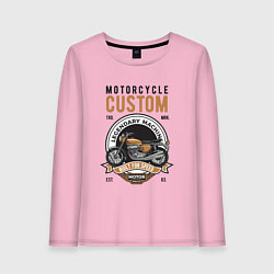 Лонгслив хлопковый женский Кастомный мотоцикл, цвет: светло-розовый