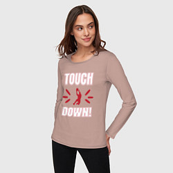 Лонгслив хлопковый женский Тачдаун Touchdown, цвет: пыльно-розовый — фото 2