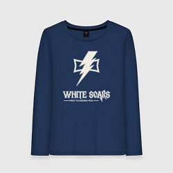 Лонгслив хлопковый женский Белые шрамы лого винтаж, цвет: тёмно-синий