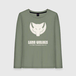 Лонгслив хлопковый женский Лунные волки лого винтаж, цвет: авокадо