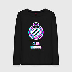 Лонгслив хлопковый женский Club Brugge FC в стиле Glitch, цвет: черный