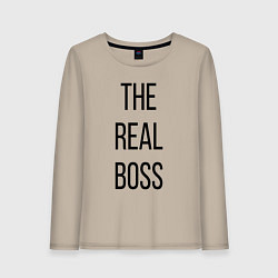 Лонгслив хлопковый женский The real boss!, цвет: миндальный