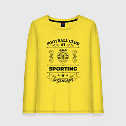 Лонгслив хлопковый женский Sporting: Football Club Number 1 Legendary, цвет: желтый