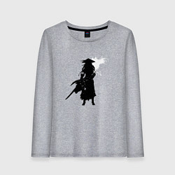 Лонгслив хлопковый женский Самурай и белая луна, цвет: меланж
