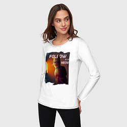 Лонгслив хлопковый женский STRAY FOLLOW MEOW, цвет: белый — фото 2