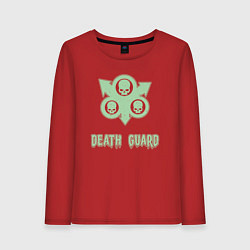 Лонгслив хлопковый женский Гвардия смерти Нургла винтаж лого, цвет: красный