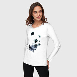 Лонгслив хлопковый женский Свирепый панда - ярость, цвет: белый — фото 2