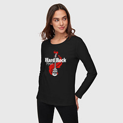 Лонгслив хлопковый женский Hard rock music, цвет: черный — фото 2