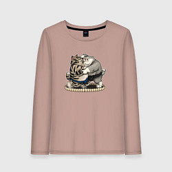 Лонгслив хлопковый женский КОТИКИ СУМОИСТЫ, цвет: пыльно-розовый