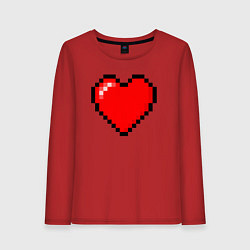 Лонгслив хлопковый женский Пиксельное сердце-здоровье - Красный, цвет: красный