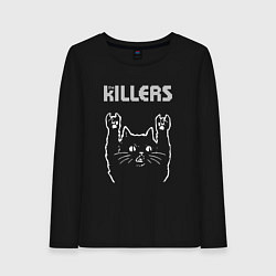 Лонгслив хлопковый женский The Killers рок кот, цвет: черный