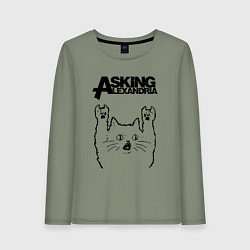 Лонгслив хлопковый женский Asking Alexandria - rock cat, цвет: авокадо