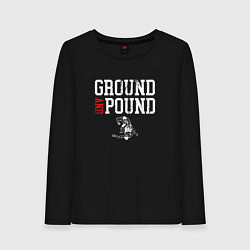 Лонгслив хлопковый женский Ground And Pound Добивание ММА, цвет: черный