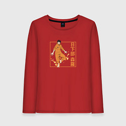 Лонгслив хлопковый женский Шинра Кусакабэ - Пламенный отряд, цвет: красный