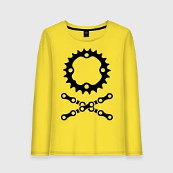 Лонгслив хлопковый женский Велосипедная цепь и звездочка, цвет: желтый