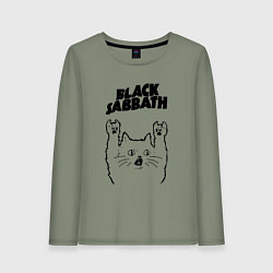 Лонгслив хлопковый женский Black Sabbath - rock cat, цвет: авокадо