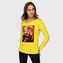 Лонгслив хлопковый женский Тенген и Ренгоку красивые - Клинок рассекающий дем, цвет: желтый — фото 2