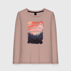 Лонгслив хлопковый женский Бездорожье и закат, цвет: пыльно-розовый