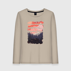 Лонгслив хлопковый женский Бездорожье и закат, цвет: миндальный