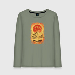 Лонгслив хлопковый женский Бездорожье и медведи, цвет: авокадо