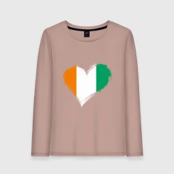 Лонгслив хлопковый женский Сердце - Ирландия, цвет: пыльно-розовый