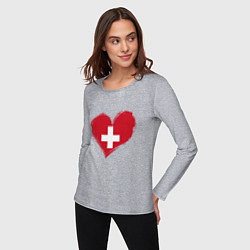 Лонгслив хлопковый женский Сердце - Швейцария, цвет: меланж — фото 2