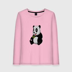 Лонгслив хлопковый женский Панда ест бамбук, цвет: светло-розовый