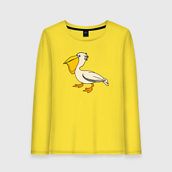 Лонгслив хлопковый женский Маленький пеликан, цвет: желтый