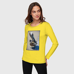 Лонгслив хлопковый женский Пеликан у моря, цвет: желтый — фото 2